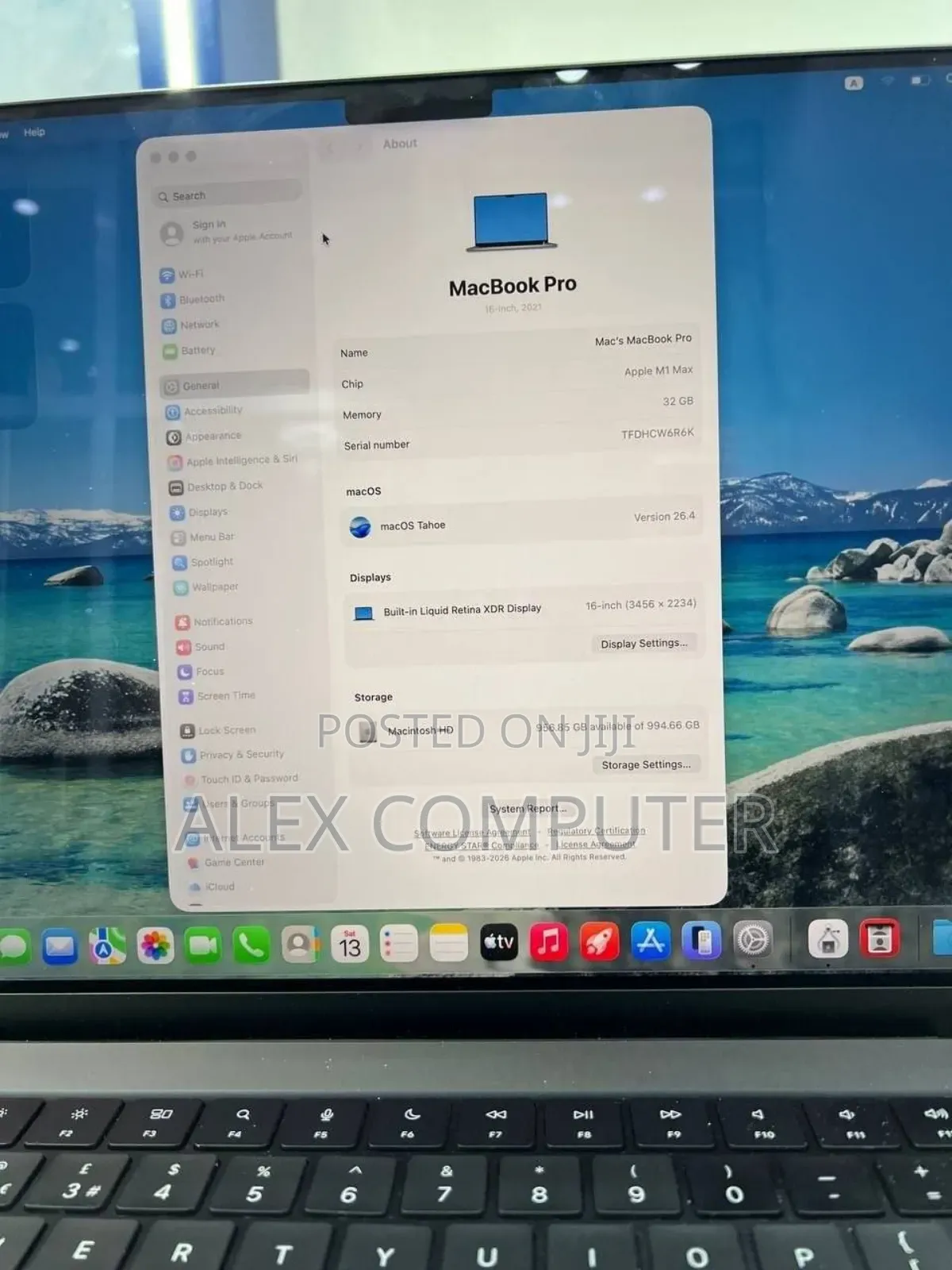 New Laptop Apple MacBook Pro 2021 M1 32GB Apple M1 SSD 1T