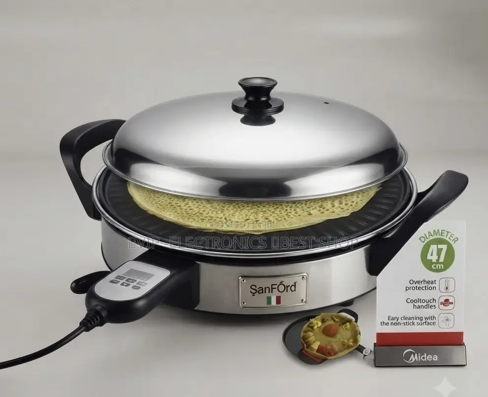 Sanford 47cm Electric Injera Mitad – 2500w Non-Stick Griddle