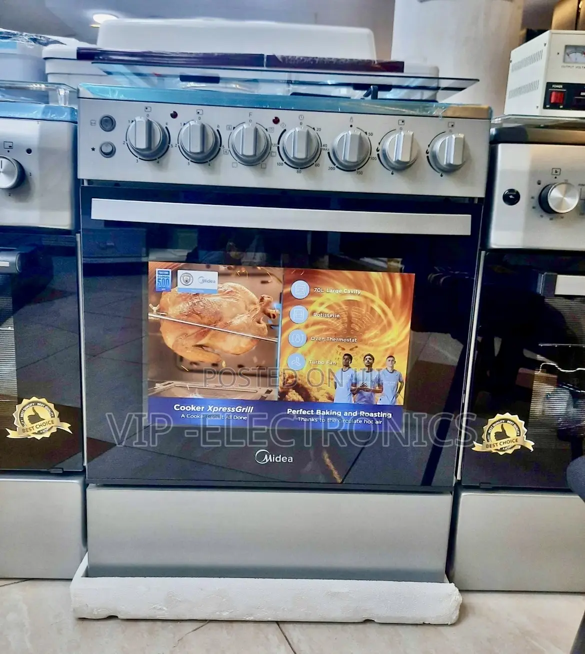 Midea Oven 60×60cm Xpressgrill Gas Cooker Large– Stainless Steel