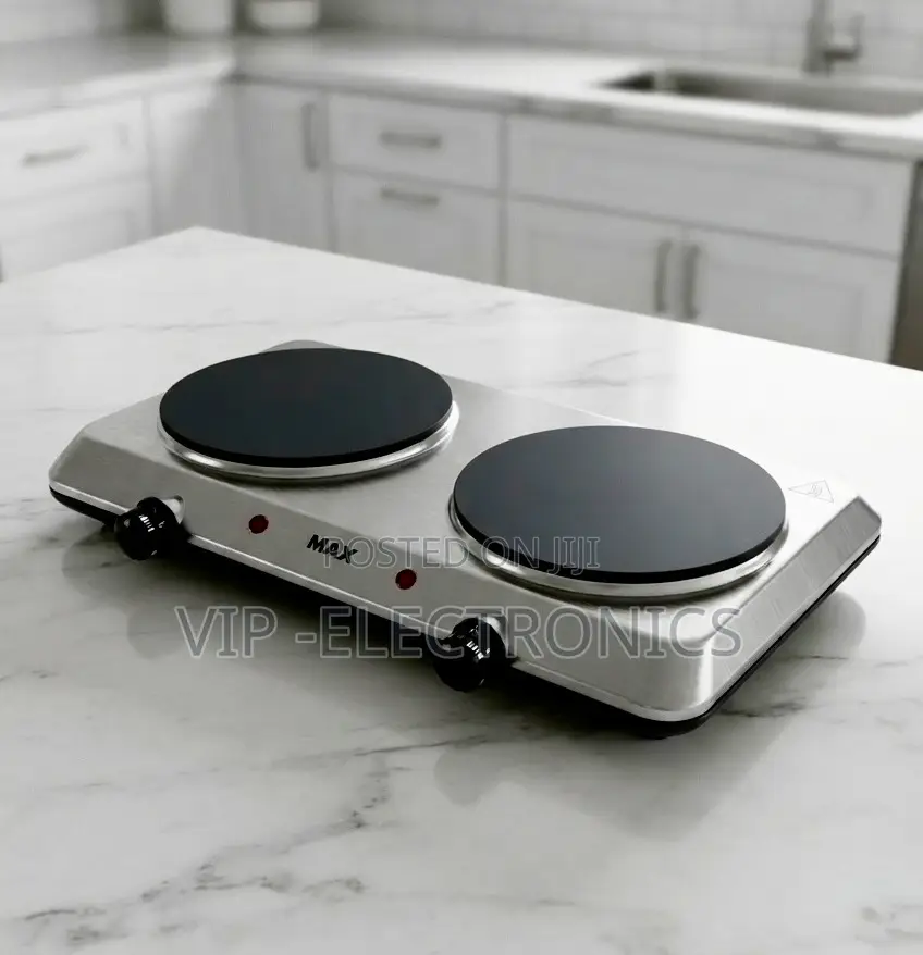 Max Stove Double Hot Plate Electric Cooker – 2-Burner Stainless Steel