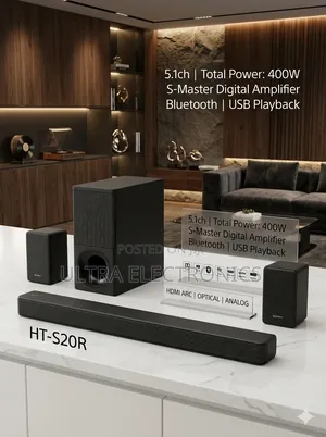 Sony Ht-S20r 5.1 Channel Soundbar System Featuring a 400w Total