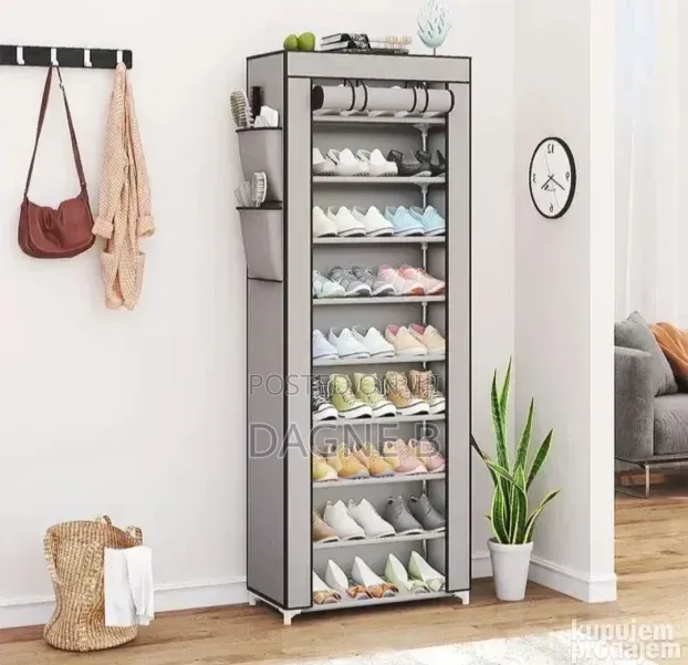 9 Tire Multi-Function Shoe Cabinet With Cover ባለ ሽፋን 9 ደረጃ የጫማ መደርደሪያ