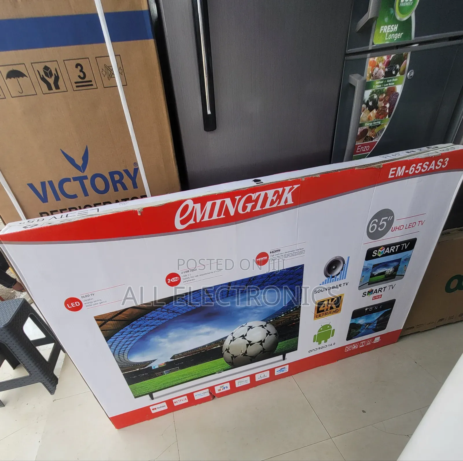 65"Inch Frameless Screen Android 14.0 Tv