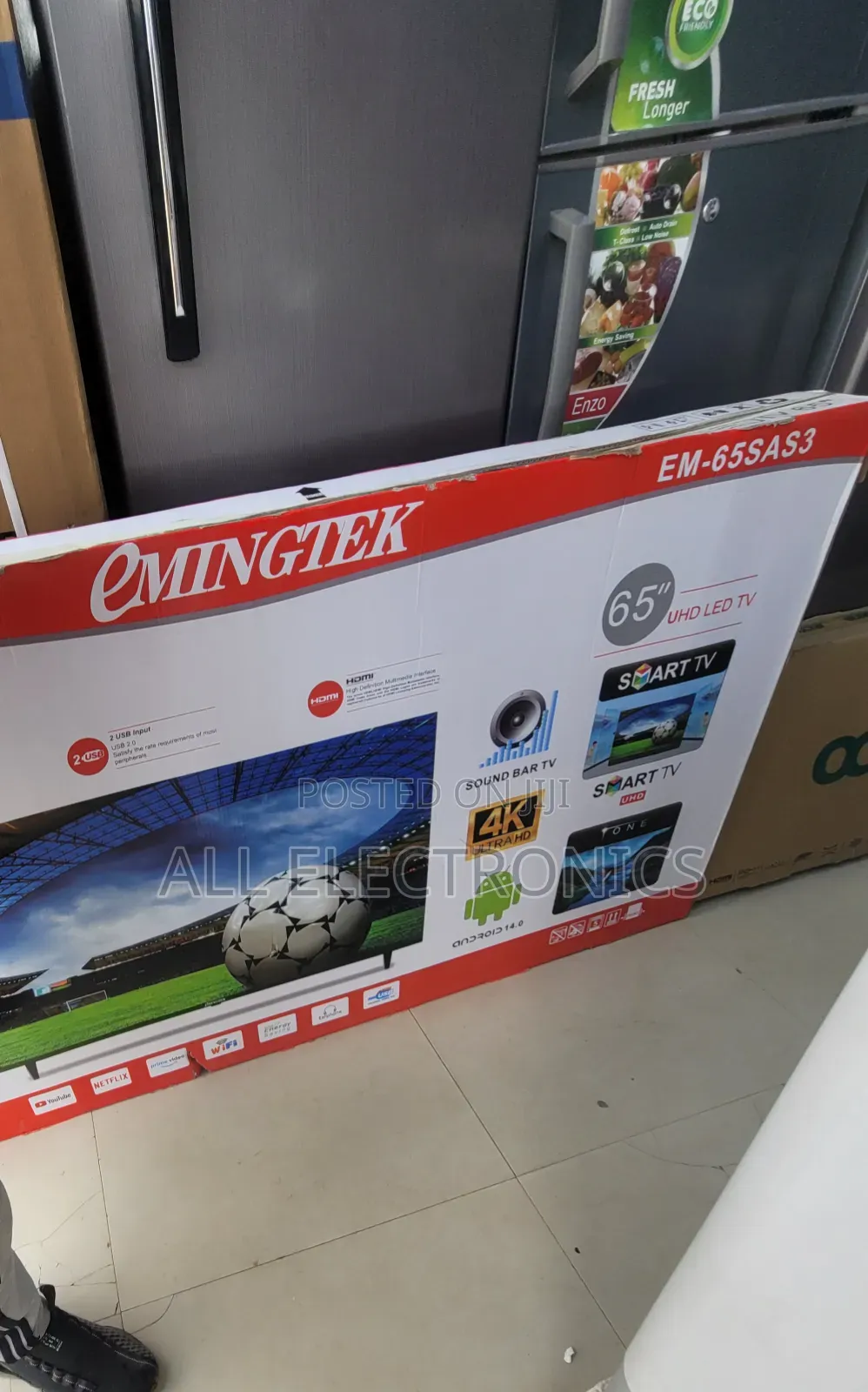 65"Inch Frameless Screen Android 14.0 Tv