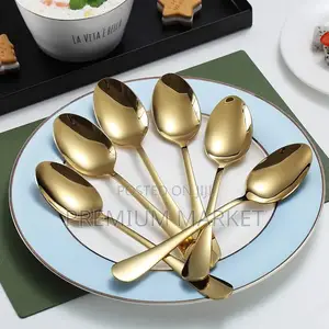 12 Psc Golden Dessert Spoons 12ፍሬ ወርቃማ የሾርባ ማንኪያ
