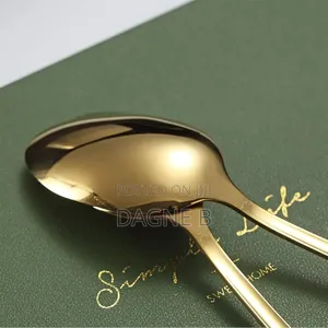 12 Psc Golden Dessert Spoons 12ፍሬ ወርቃማ የሾርባ ማንኪያ