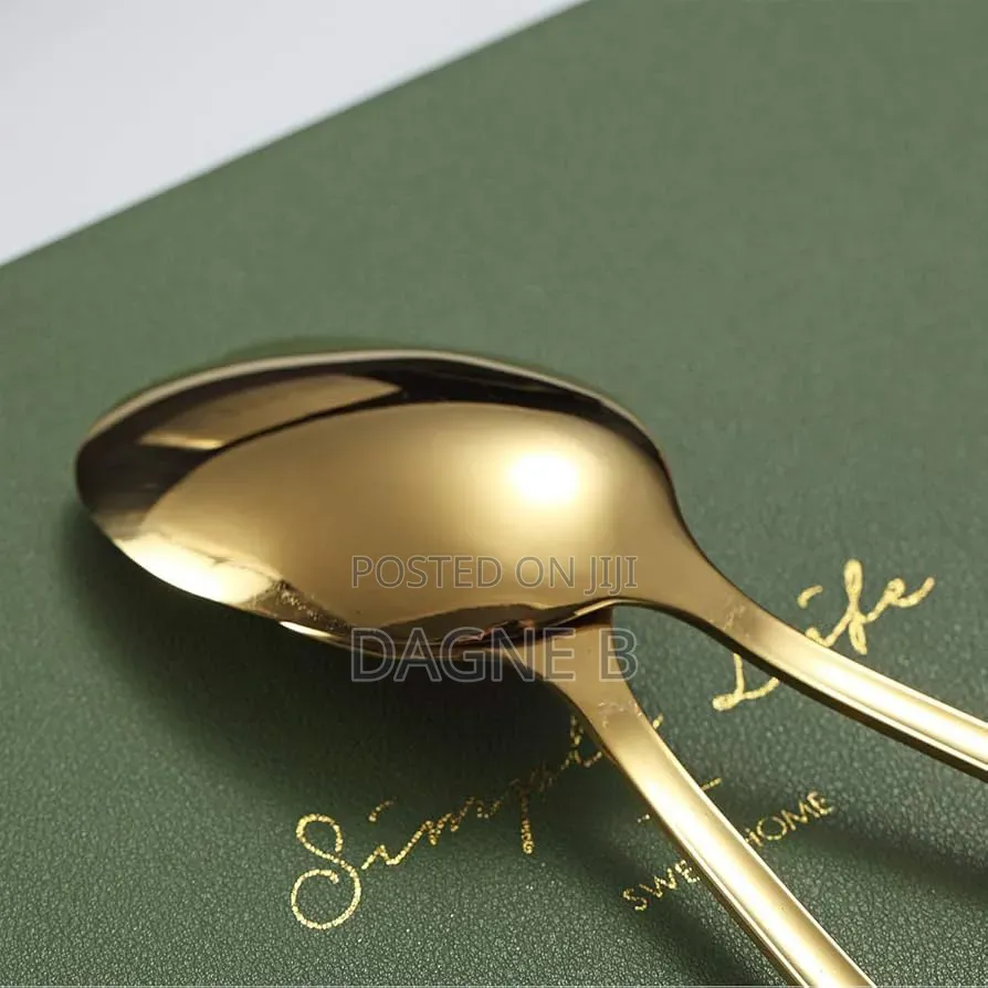 12 Psc Golden Dessert Spoons 12ፍሬ ወርቃማ የሾርባ ማንኪያ