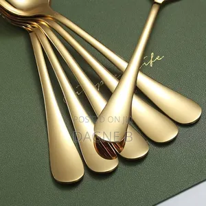 12 Psc Golden Dessert Spoons 12ፍሬ ወርቃማ የሾርባ ማንኪያ
