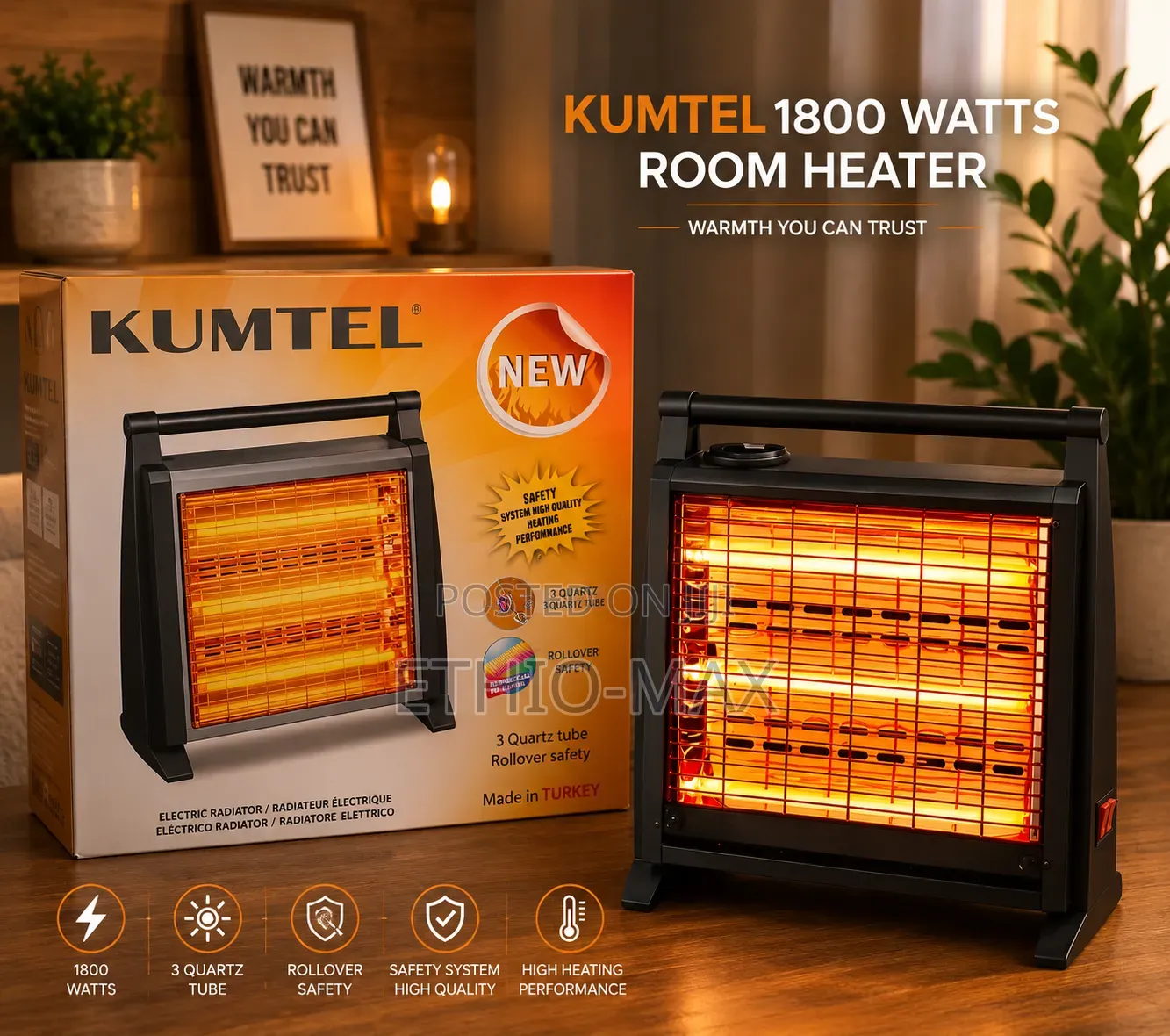 Kumtel 3 Quartz Heater – Powerful Warmth, Energy Efficiency Everyday