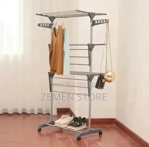 3-Tier Mobile Folding Clothes Drying Rack – Heavy Duty Rolling Stand