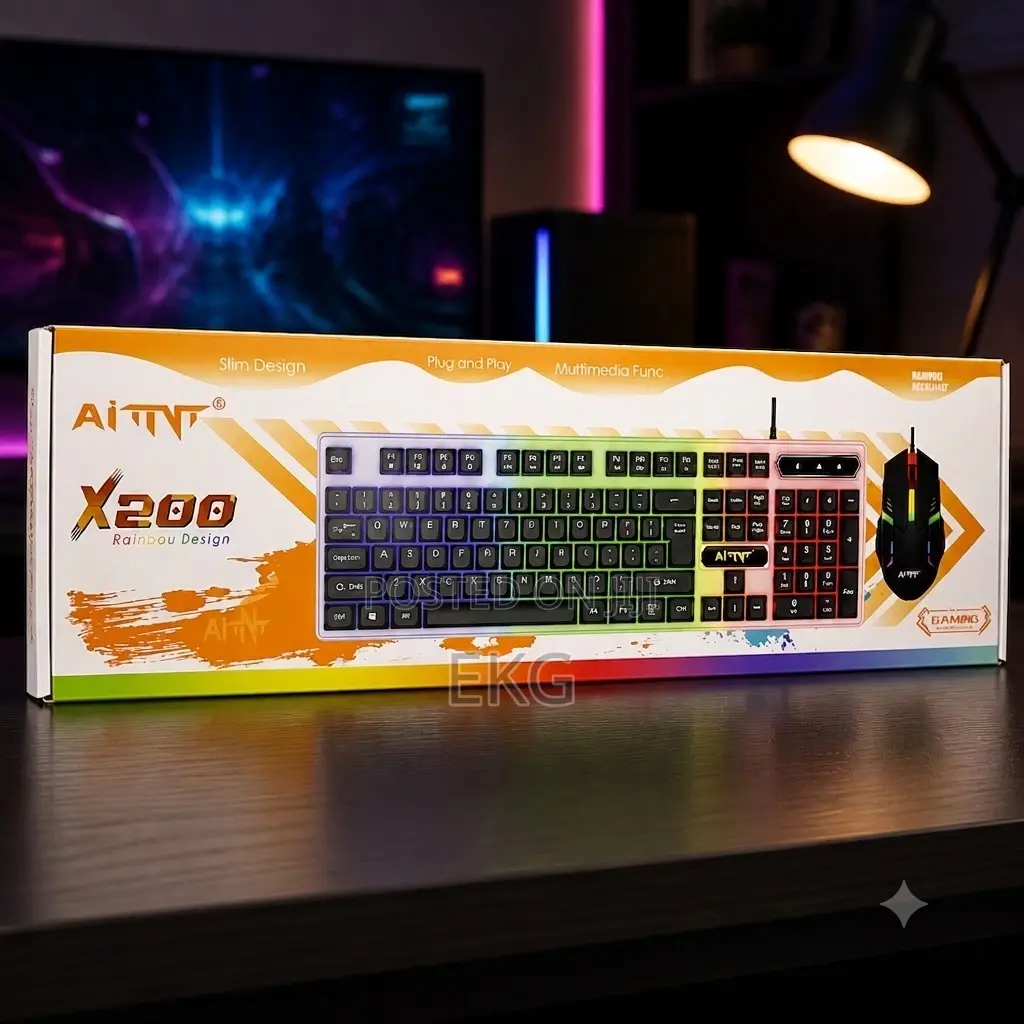 Aitnt X200 Rainbow Gaming Keyboard Mouse Combo