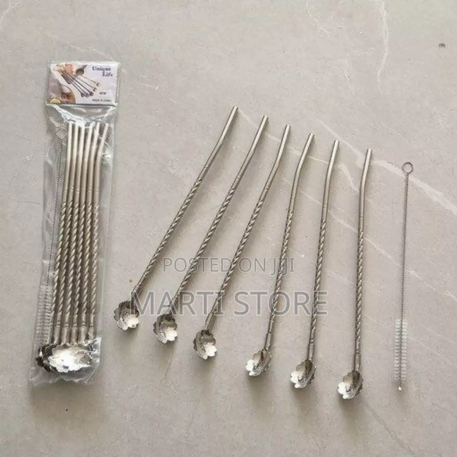 6pcs Reusable Drinking Stainless Straws With Cleaning Brush