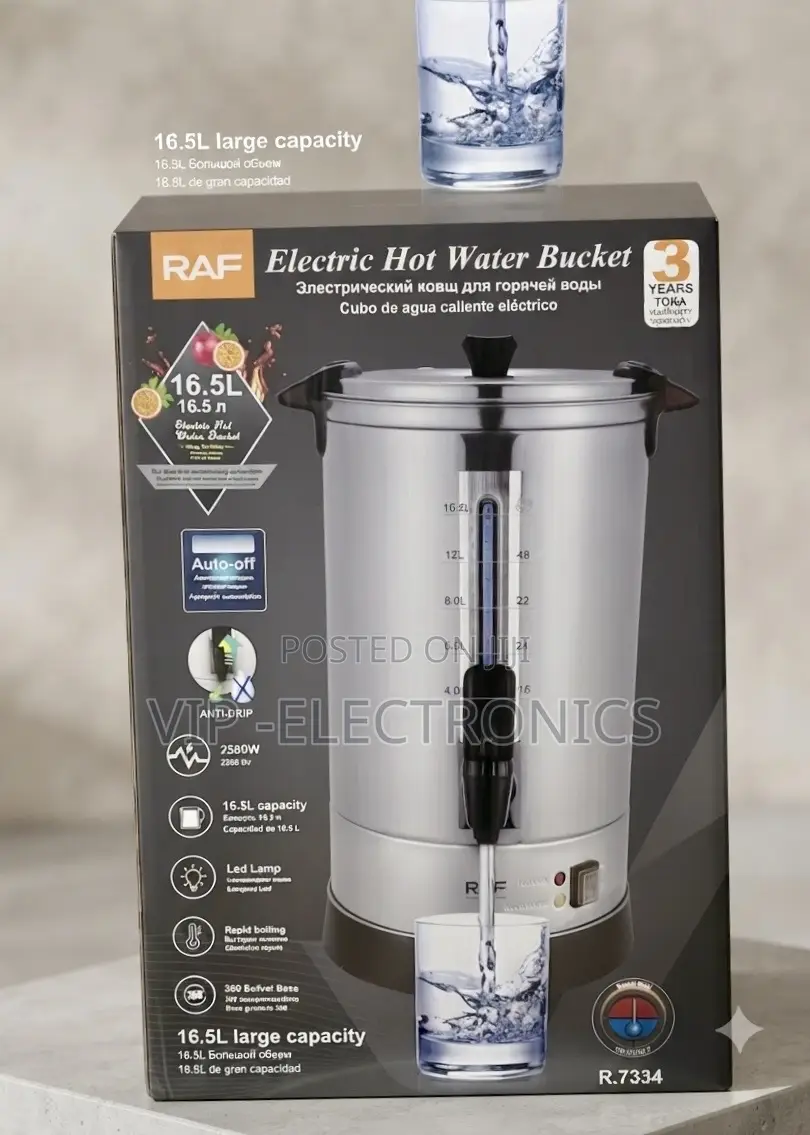 Raf 16.5l Electric Hot Water Bucket–2500w Stainless Steel Water Boiler