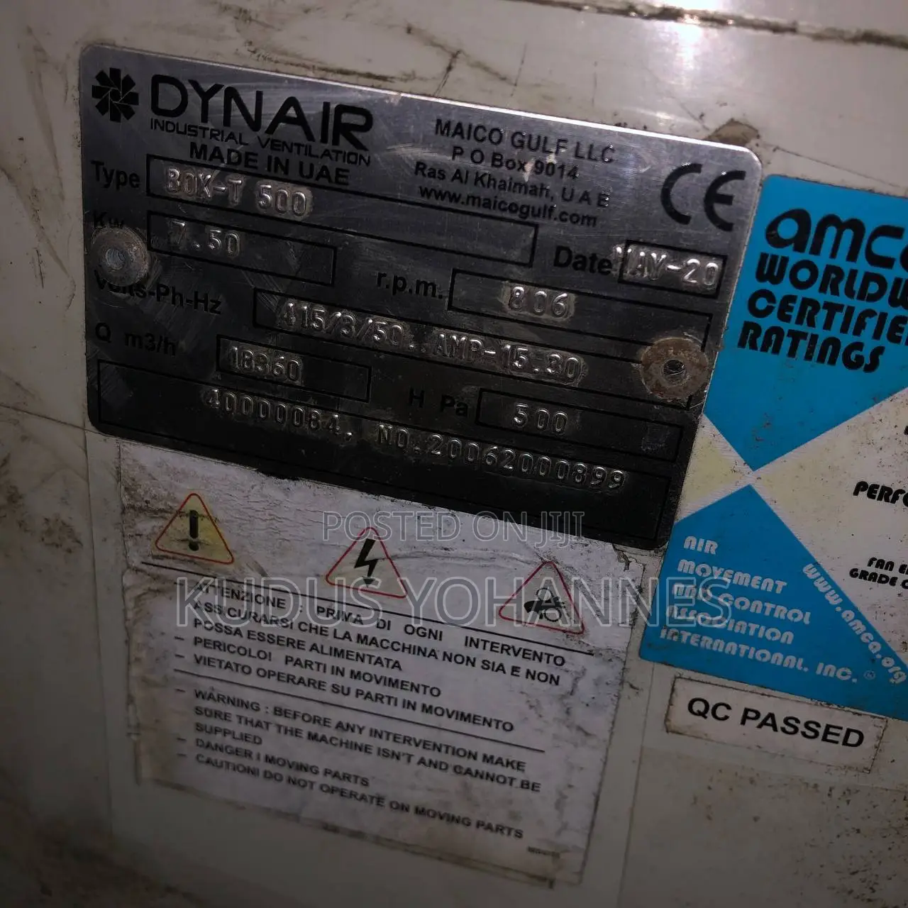 Dynair Industrial Ventilation Fan (Box-T 500) - Heavy Duty