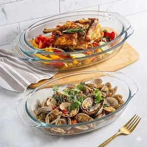 3pcs Top Quality Oval Shape Glass Bakeware
