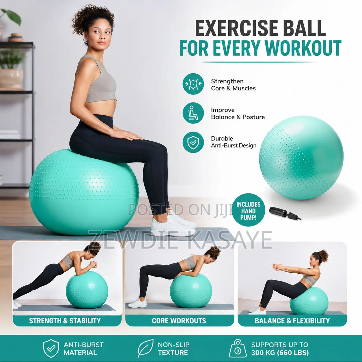 Tchibo Gym Ball / Yoga Ball Set – 65 Cm With Manual Pump