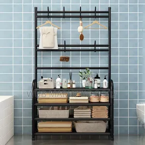 4-tier Shoe Rack With Coat Rack Hooks የጫማ እና የልብስ መስቀያ