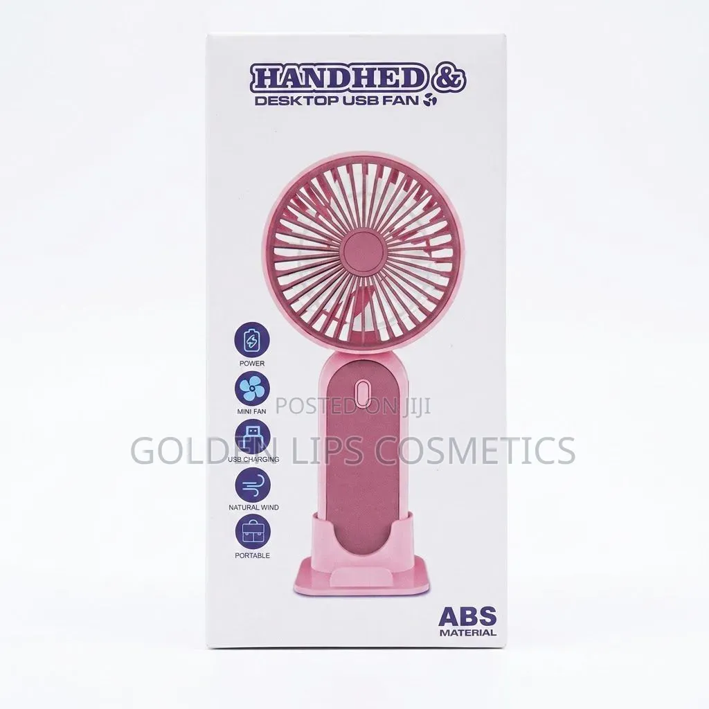 Portable Usb Rechargeable Mini Fan Pink – 3 Speed Handheld Desk Fan