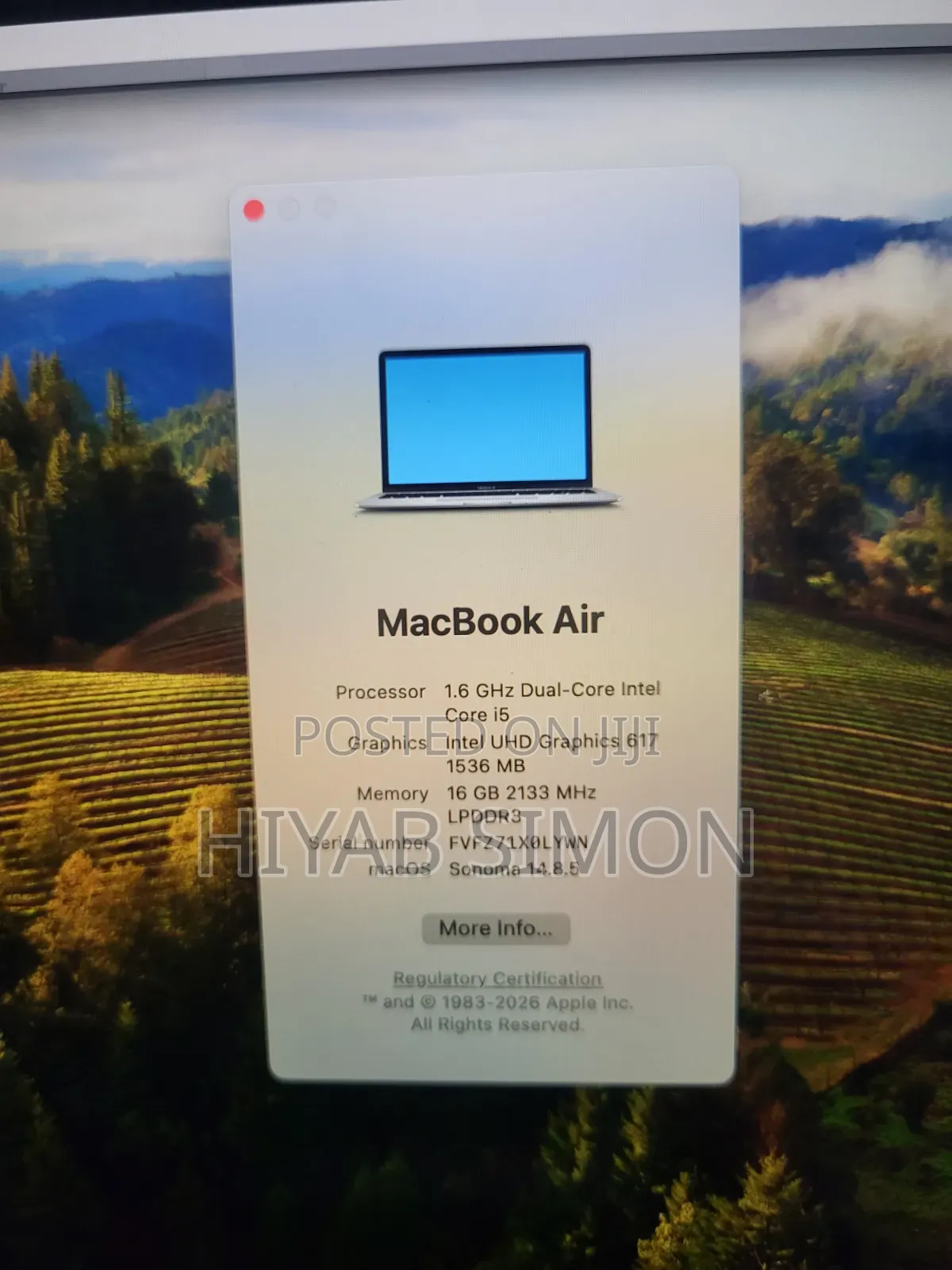 Laptop Apple MacBook Air 2019 16GB Intel Core i5 SSD 256GB