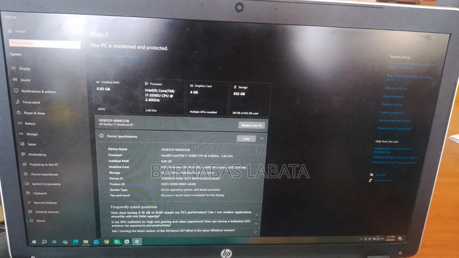 Laptop HP Pavilion 17 8GB Intel Core i7 HDD 1T