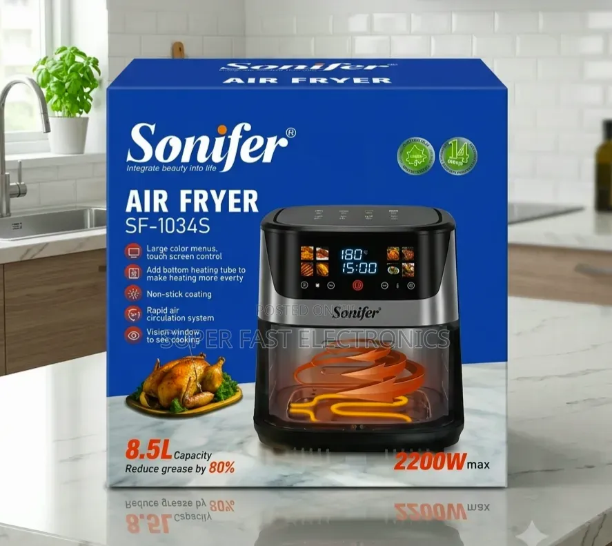 Sonifer Air Fryer Sf-1034s 8.5l Digital– 2200w, Led Touch Screen