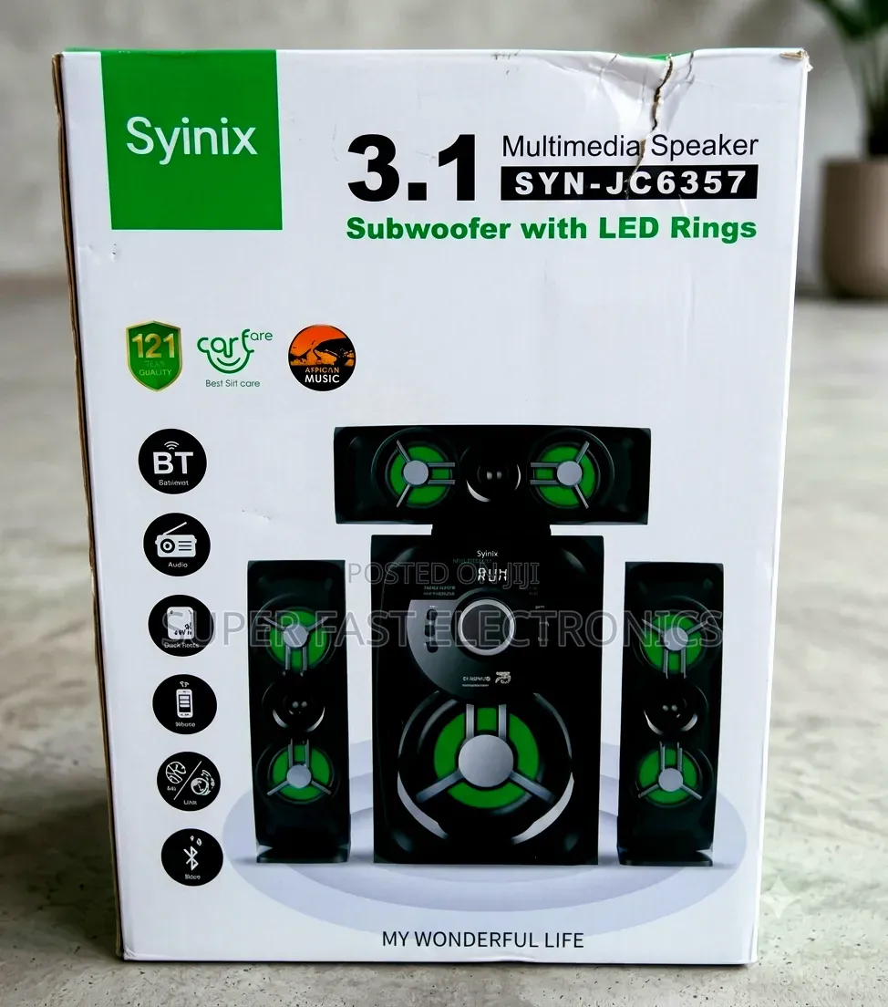 Syinix Multimedia Speaker System. This Powerful 3.1 Channel System