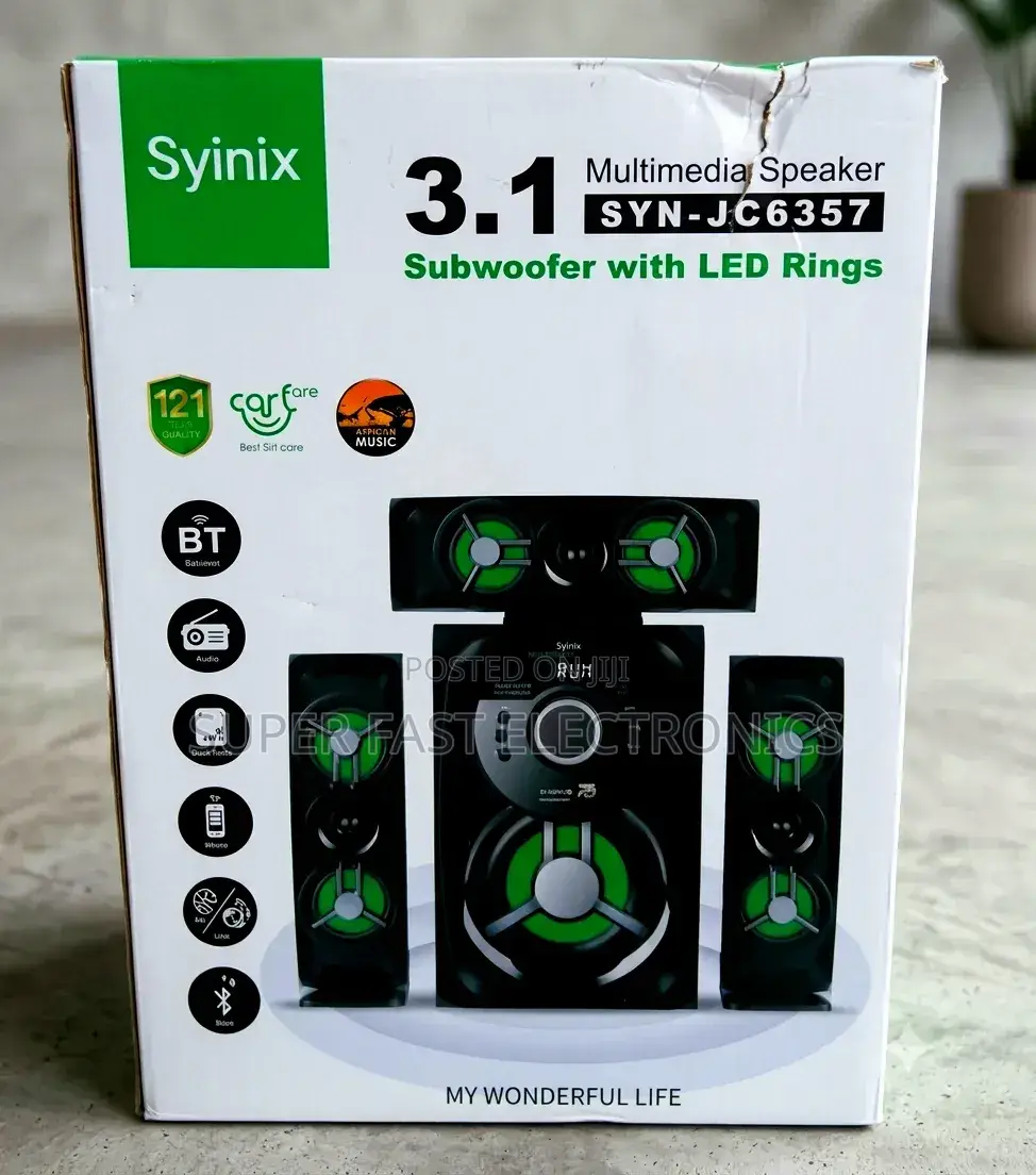 Syinix Multimedia Speaker System. This Powerful 3.1 Channel System