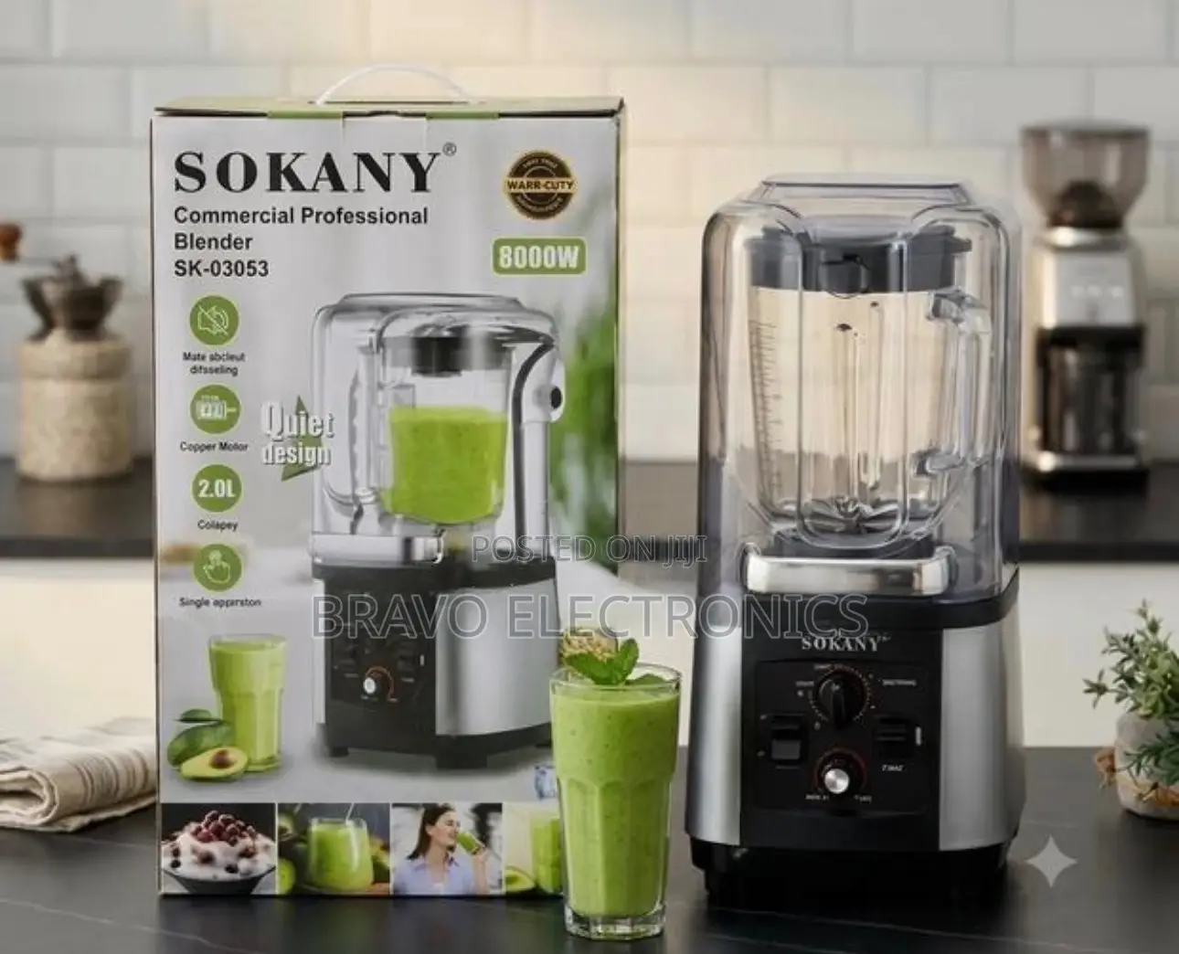 Sokany Commercial Juicer Blender | 8000w | Quiet Design |2.0l Capacity