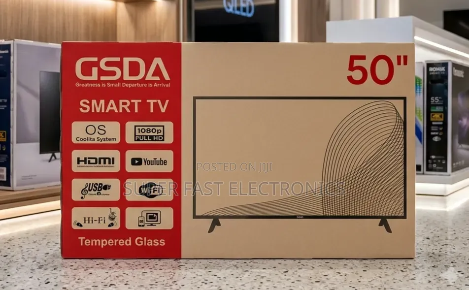 Gsda 50 Inch Tv Smart Android Full Hd – 1080p, Coolita Tempered Glass