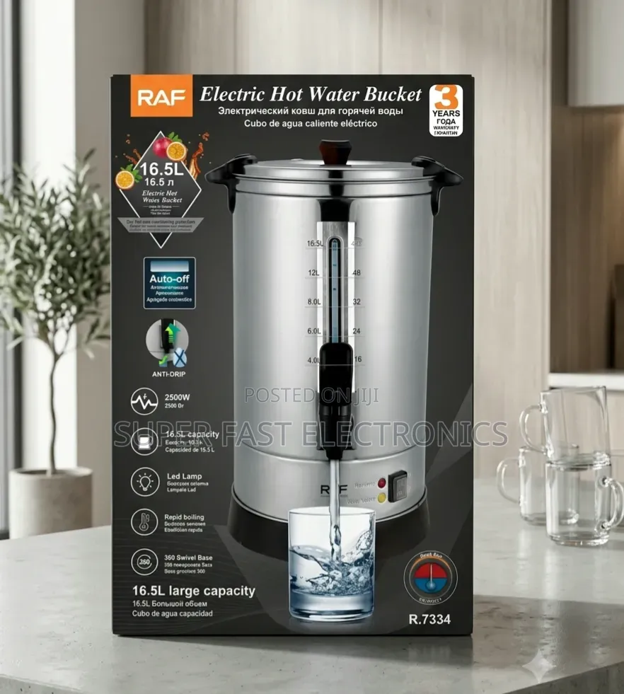 Raf Electric Hot Water Bucket 16.5l– 2500w Stainless Steel Water