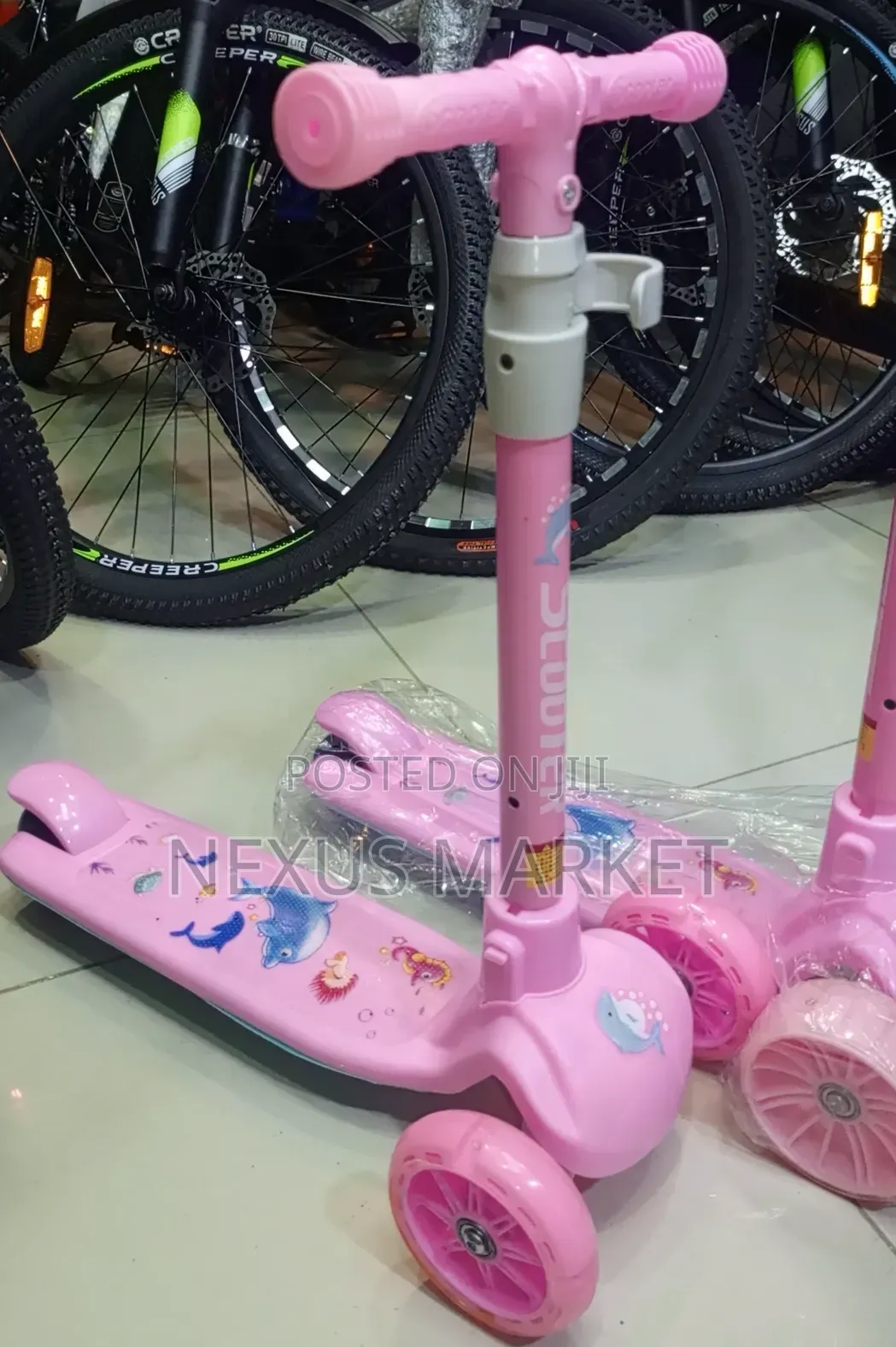 Pink Scooter, Three-wheeled,