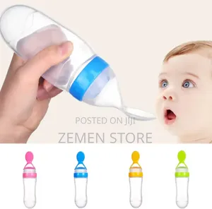 2-in-1 Silicone Squeeze Baby Feeding Bottle With Spoon – Mess-Free