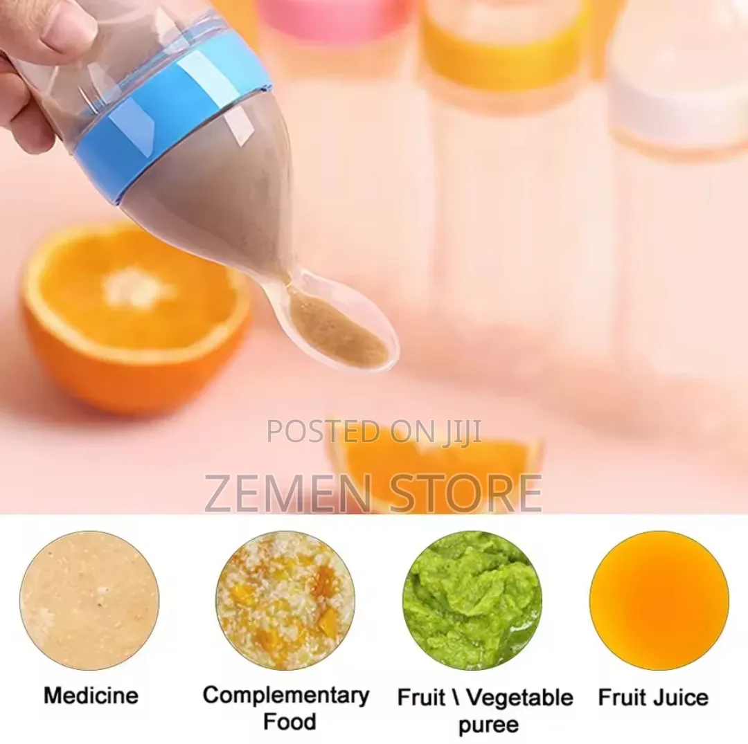 2-in-1 Silicone Squeeze Baby Feeding Bottle With Spoon – Mess-Free
