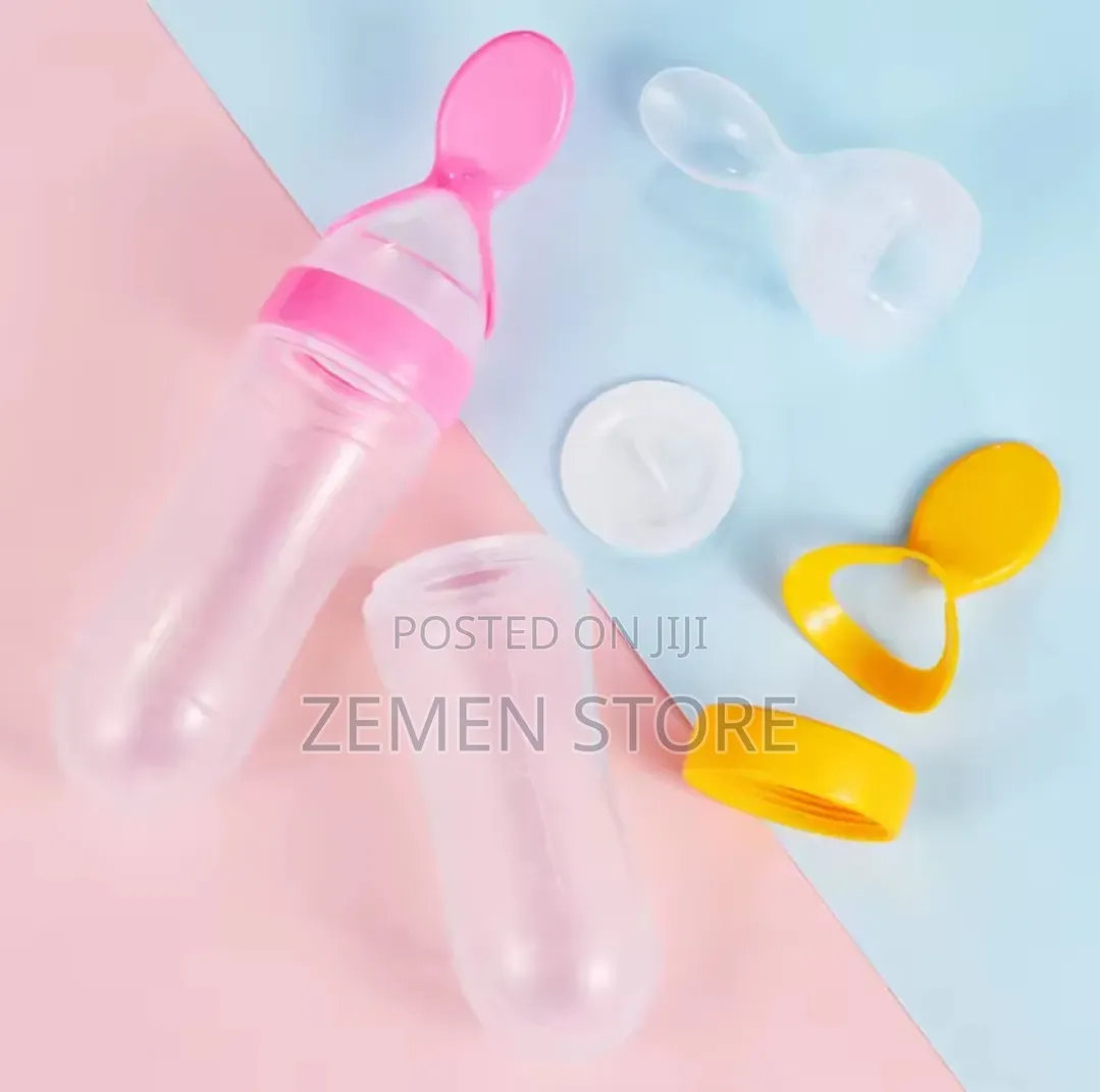 2-in-1 Silicone Squeeze Baby Feeding Bottle With Spoon – Mess-Free