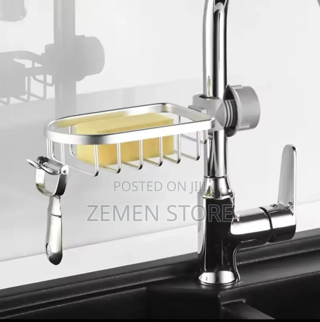 Stainless Steel Faucet Sponge Holder Storage Rack – Adjustable Sink