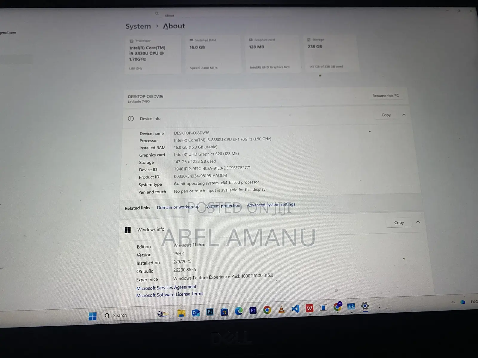 Laptop Dell Latitude 7490 16GB Intel Core i5 SSD 256GB