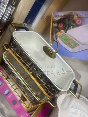 Marbled Ceramic Chafing Dish Set ባለ 2 ሸክላ የወጥ ማቅረቢያ
