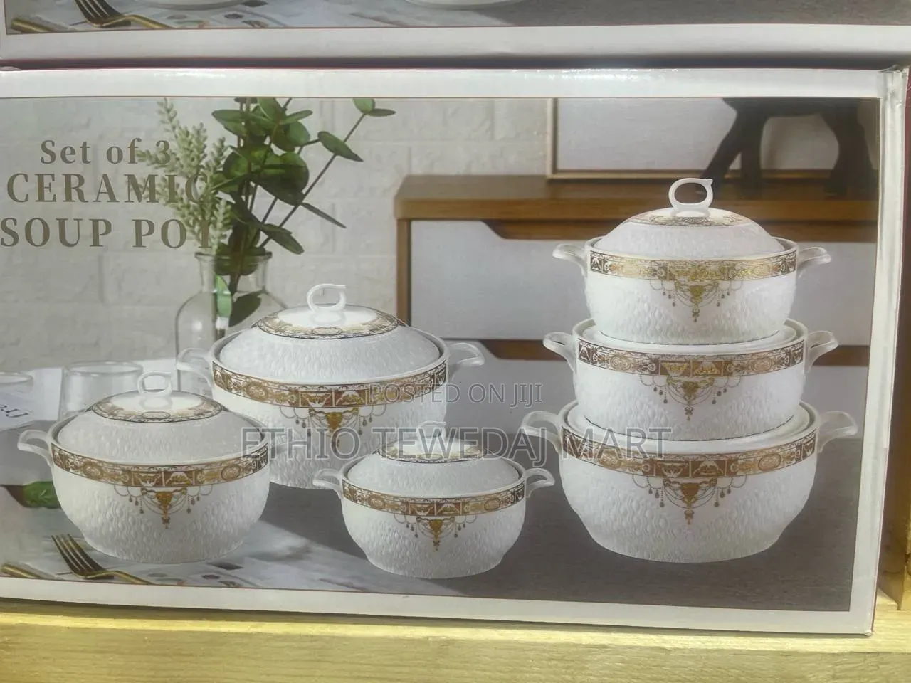 3 Set Ceramic Soup Pot