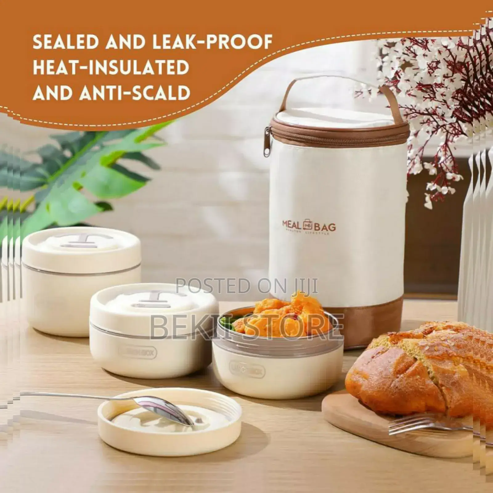 ባለ 3 ብዛት ቆንጆ የምሳ መያዣ 3 Piece Portable Insulated Lunch Container