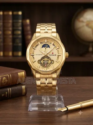 Gold-Toned Lexros Automatic Mechanical Men's Watch