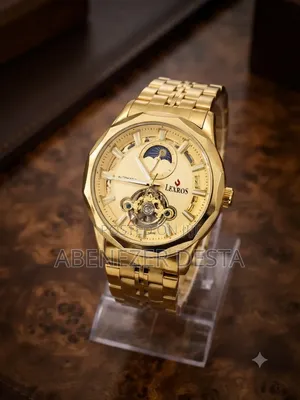 Gold-Toned Lexros Automatic Mechanical Men's Watch