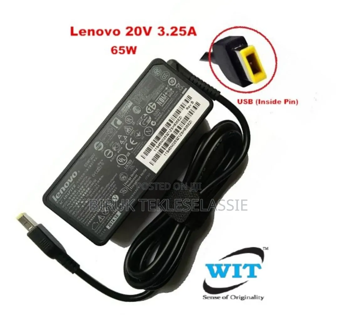 Lenovo 20v 3.25a 65w Usb Square Yellow Port Charger