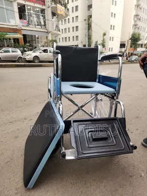 Chrome-Plated Steel Commode Wheelchair Features Removable Arms And