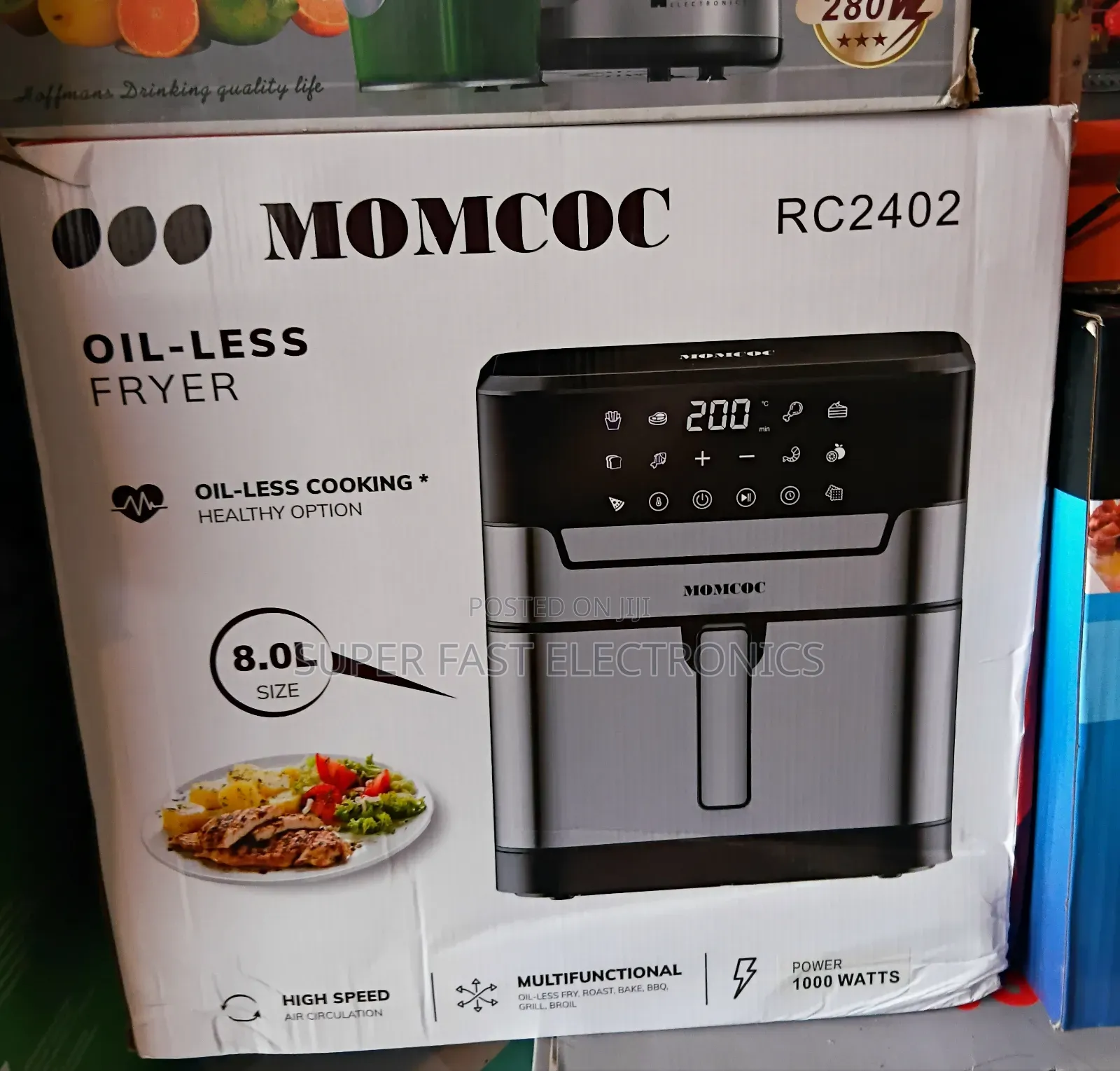 Momcoc 8.0l Oil-Less Air Fryer – 1000w High-Speed