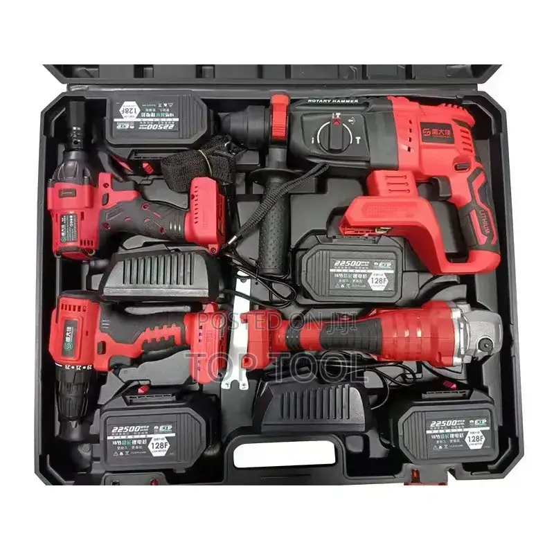 ፡Edon Promax 4 በ1 መሳሪያ ሴት ሲሆን በቀይና ጥቁር ቀለም ያሉ ቻርጅ የሚደረጉ መሳሪያዎች