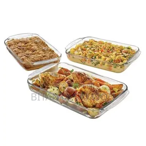 Tempered Glass Bakeware Set 3pcs የመስታዎት ፓትራዎች