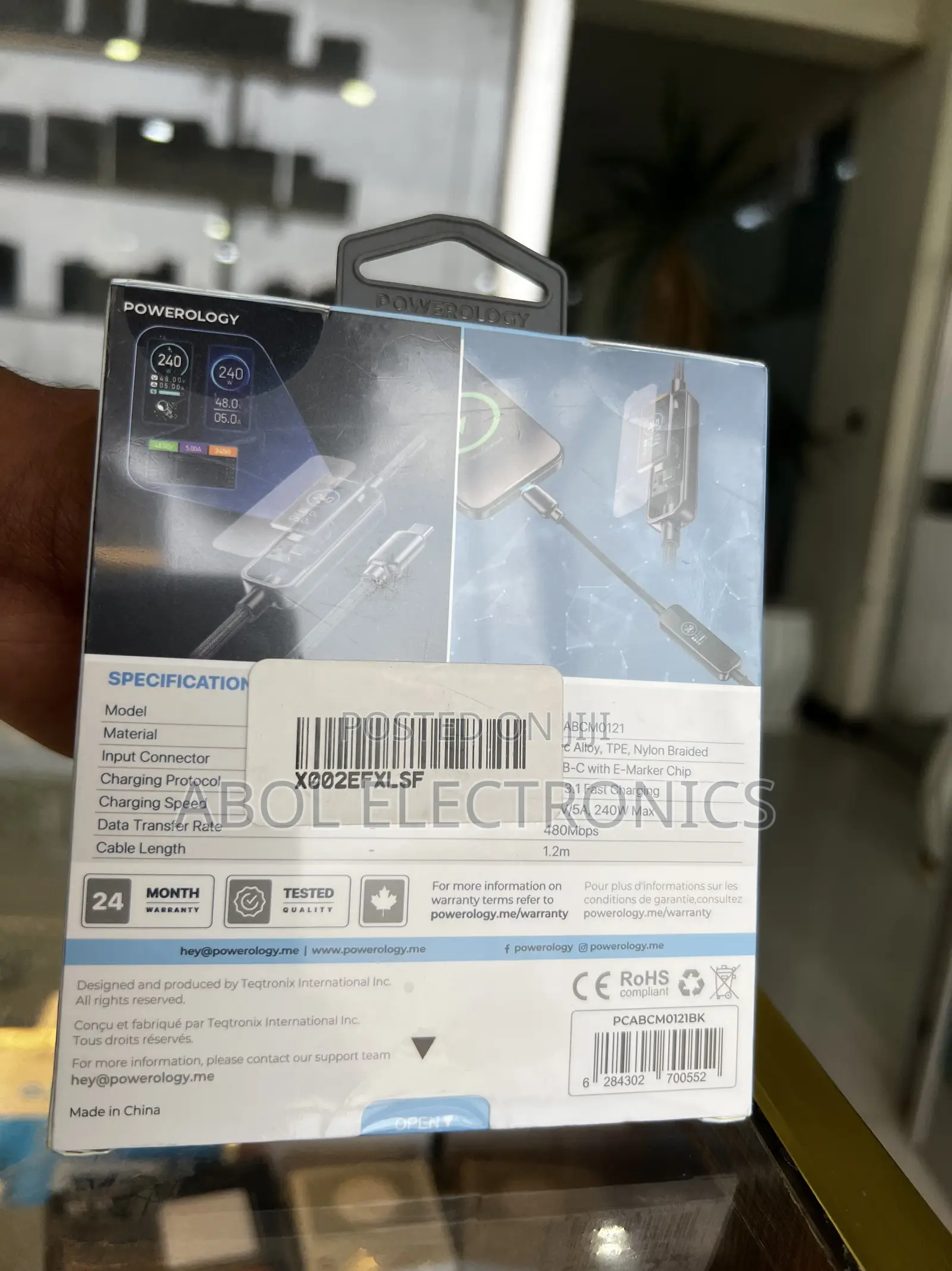 Powerology TFT Chargelink 240w Usb-C to Usb-C Cable (1.2m)