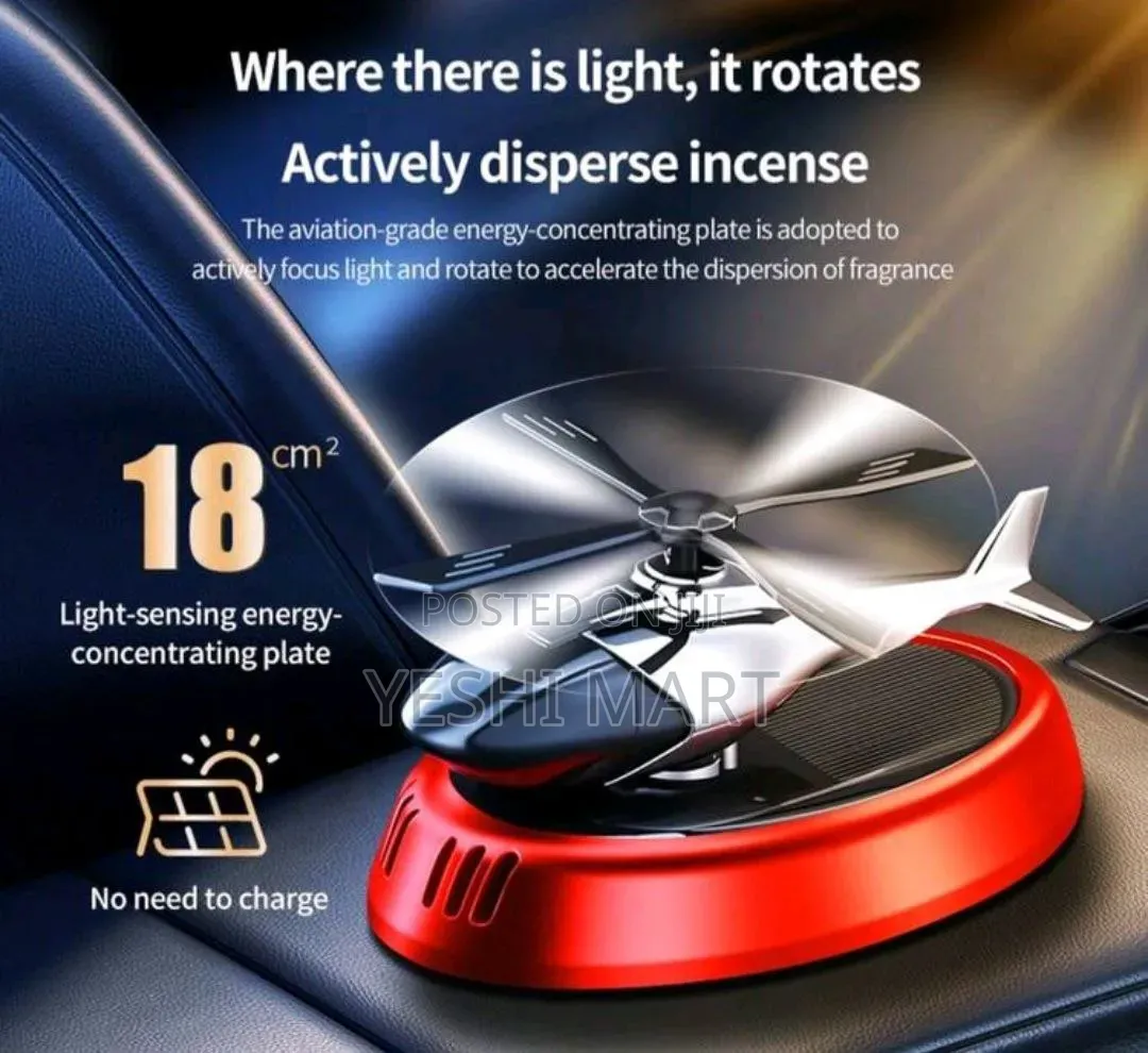 Solar Powered Alloy Helicopter Car Air Freshener, 4 Colors Available