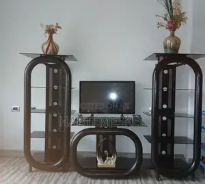 Modern Black Tv Stand With Glass Shelves