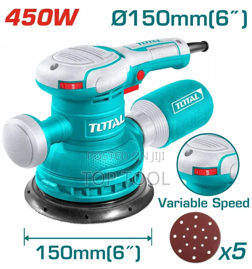 ፡Total Tools ሮታሪ ሳንደር, ሞዴል Tf ሲሆን 450w ኃይል ያለው ሞተር አለው።